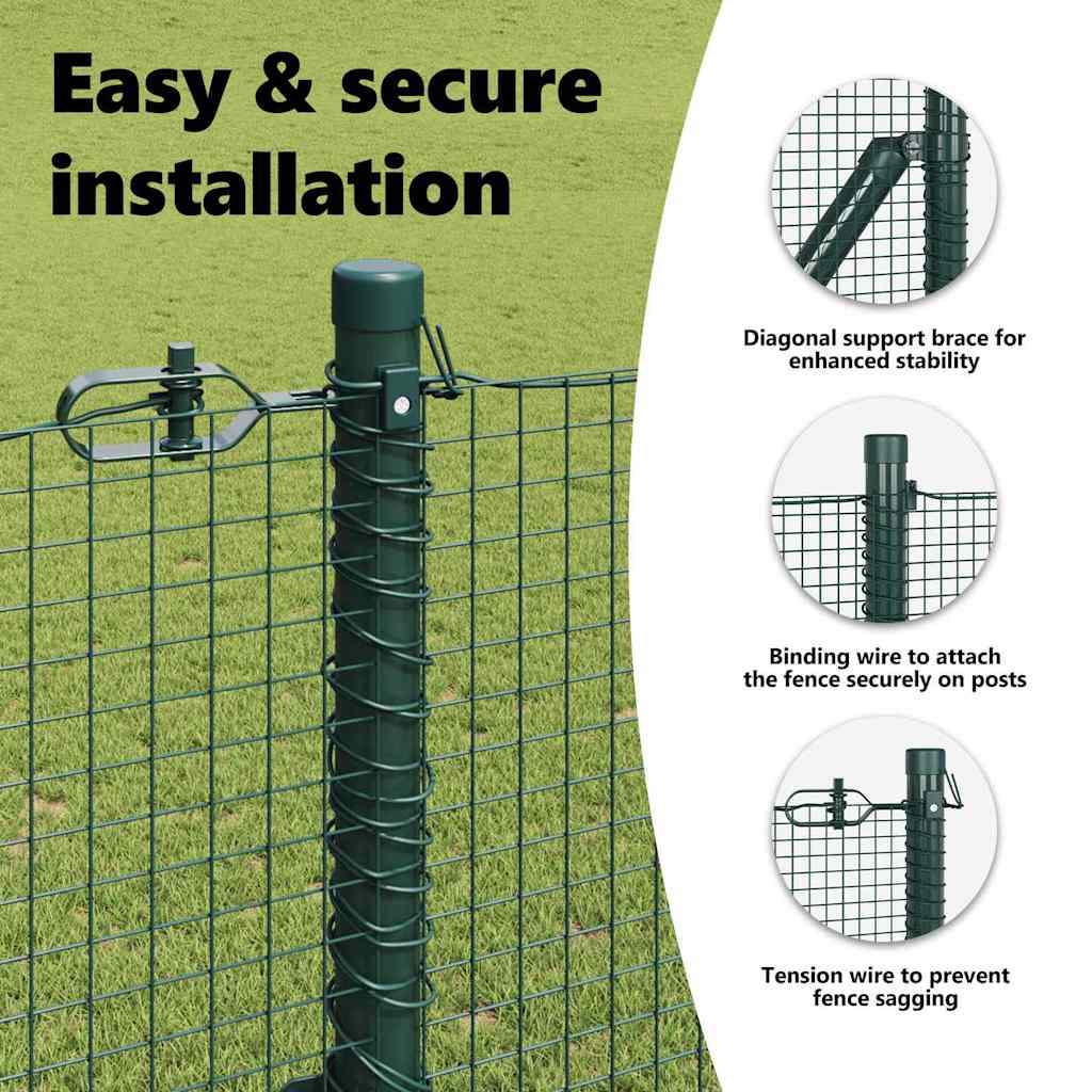 Welded Wire Fence Ground Fix 25 x 1 m PVC-Coated Steel Green