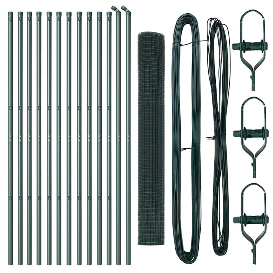 Welded Wire Fence Ground Fix 25 x 1 m PVC-Coated Steel Green