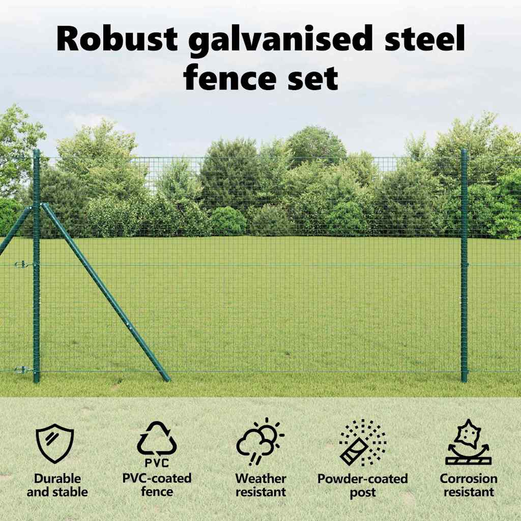 Welded Wire Fence Ground Fix 25 x 1 m PVC-Coated Steel Green