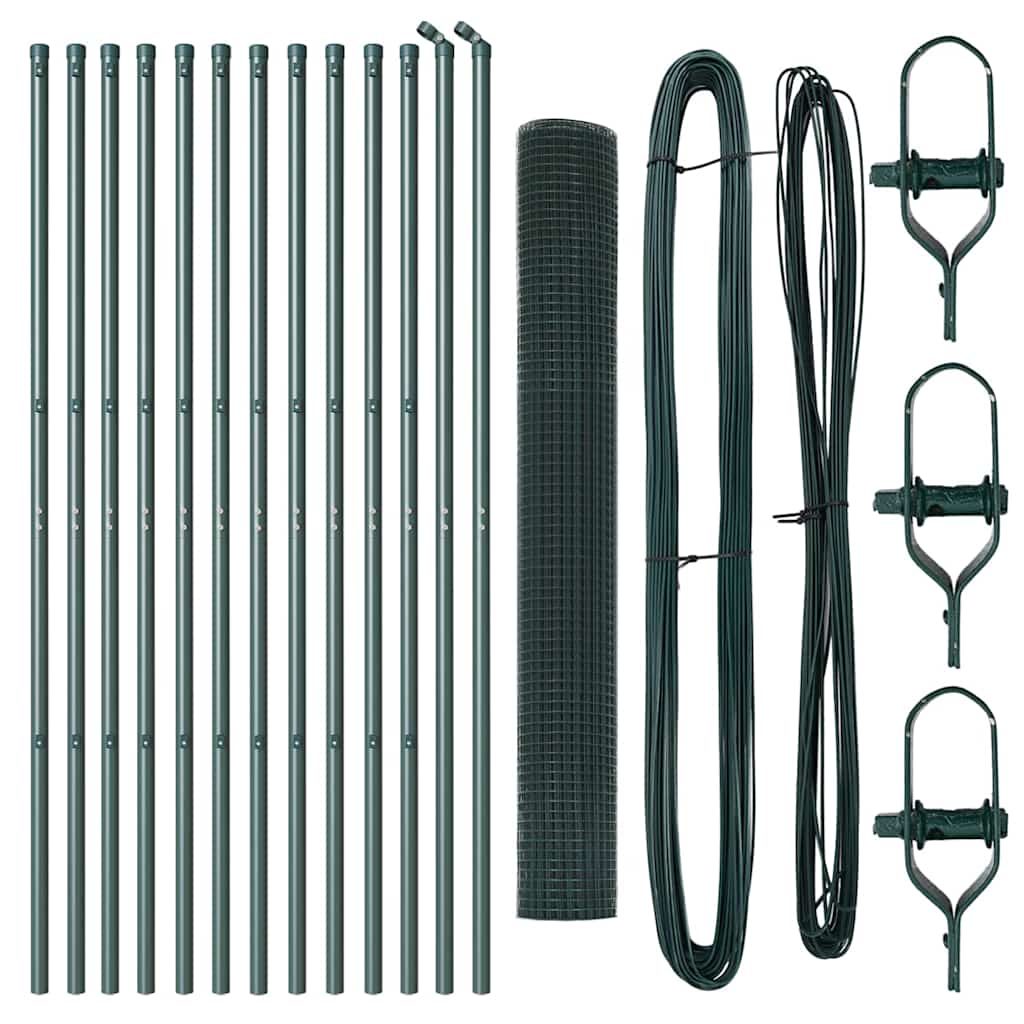 Welded Wire Fence Ground Fix 25 x 1 m PVC-Coated Steel Green