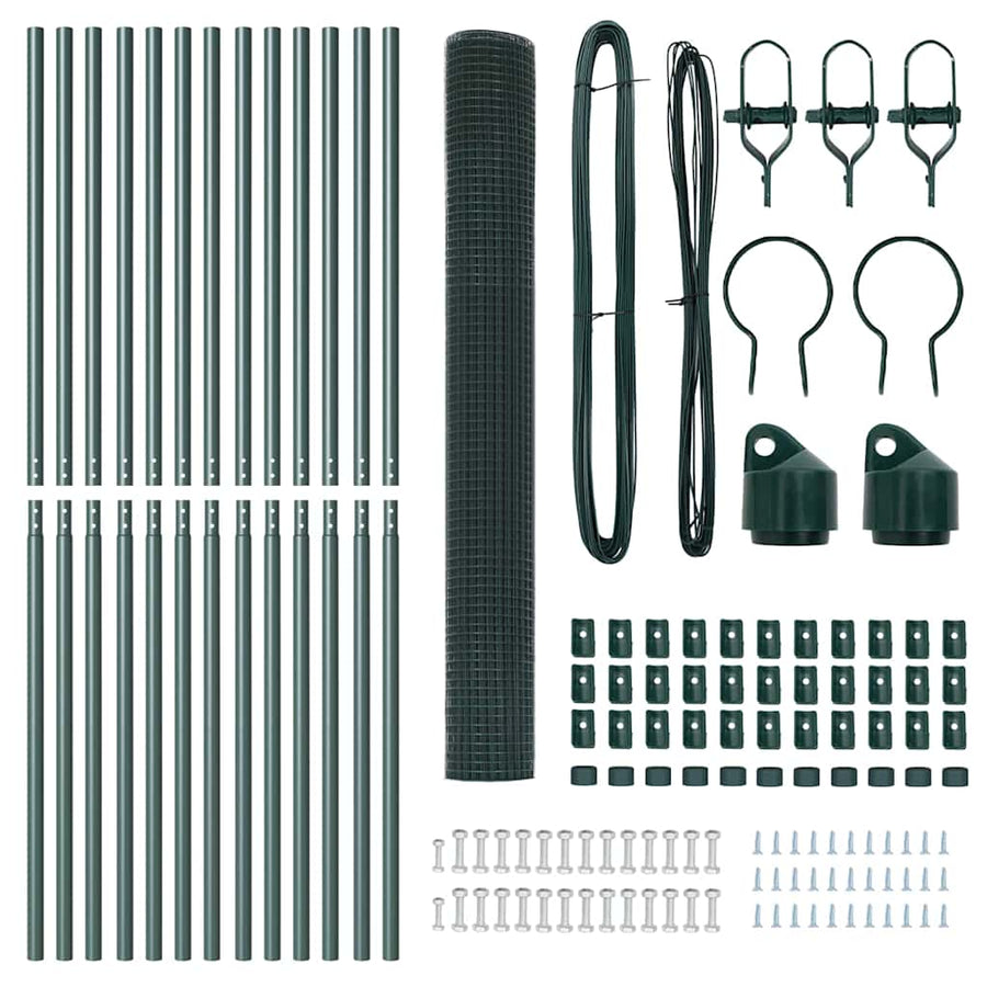 Welded Wire Fence Ground Fix 25 x 1,5 m PVC-Coated Steel Green