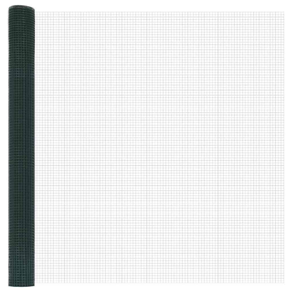 Welded Wire Fence Ground Fix 25 x 1,5 m PVC-Coated Steel Green