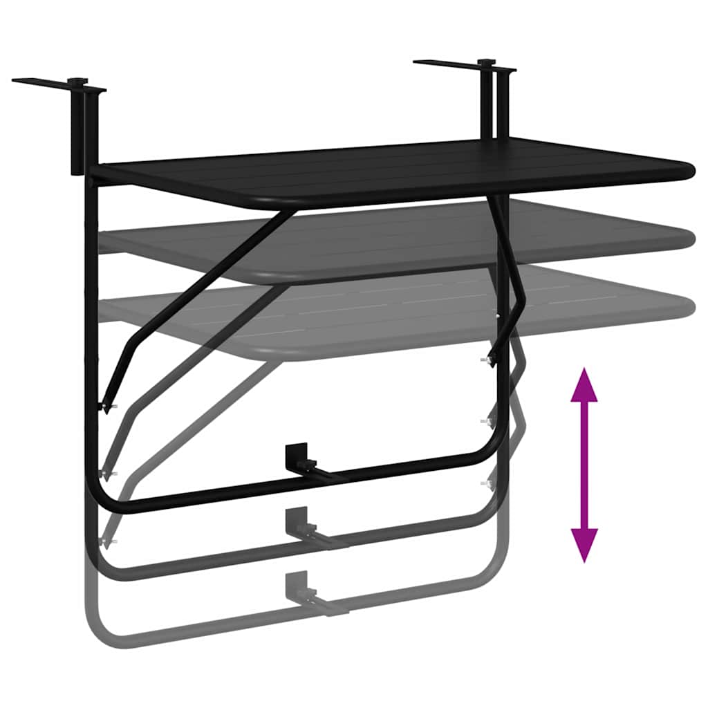 Hanging Balcony Table Black 60 x 39 x 65 cm Steel