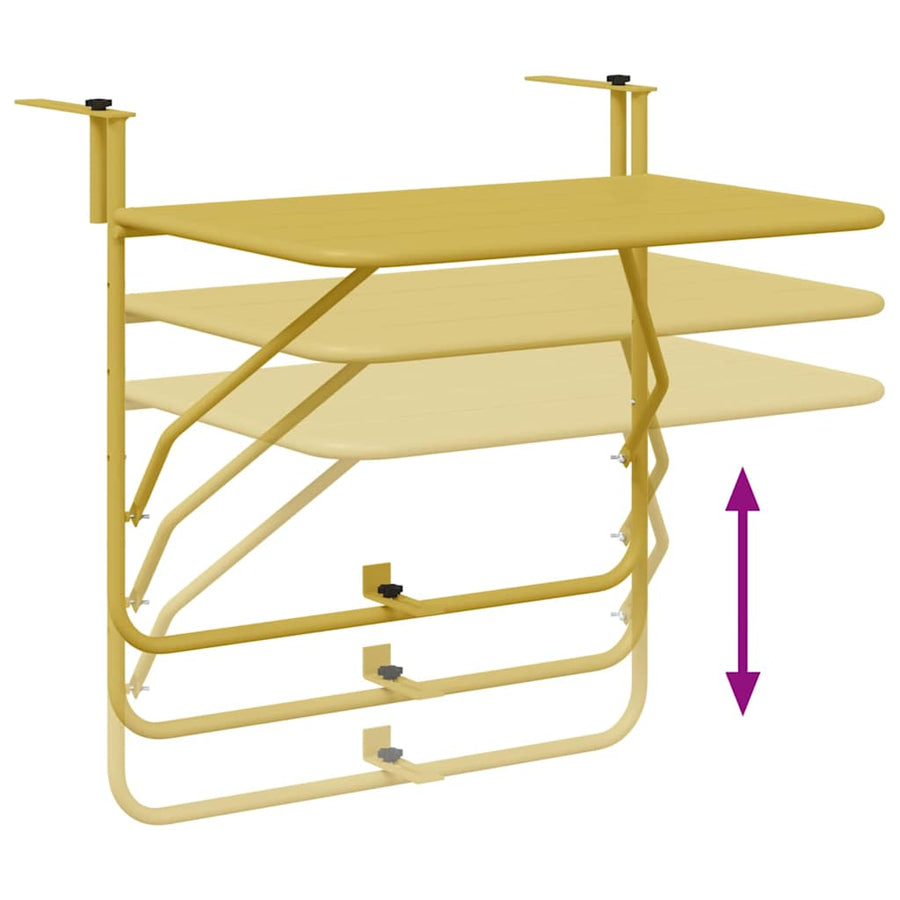 Hanging Balcony Table Folding Gold 60 x 39 x 65 cm Steel