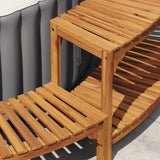 Round Outdoor Hot Tub Surround Brown 252 x 112 x 55.5 cm - Top-Down View