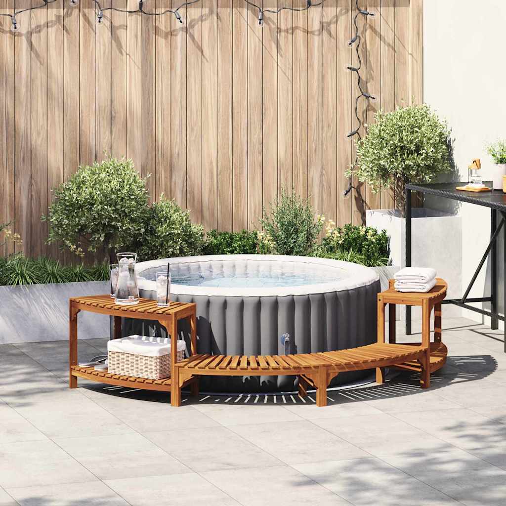 Round Outdoor Hot Tub Surround Brown 252 x 112 x 55.5 cm