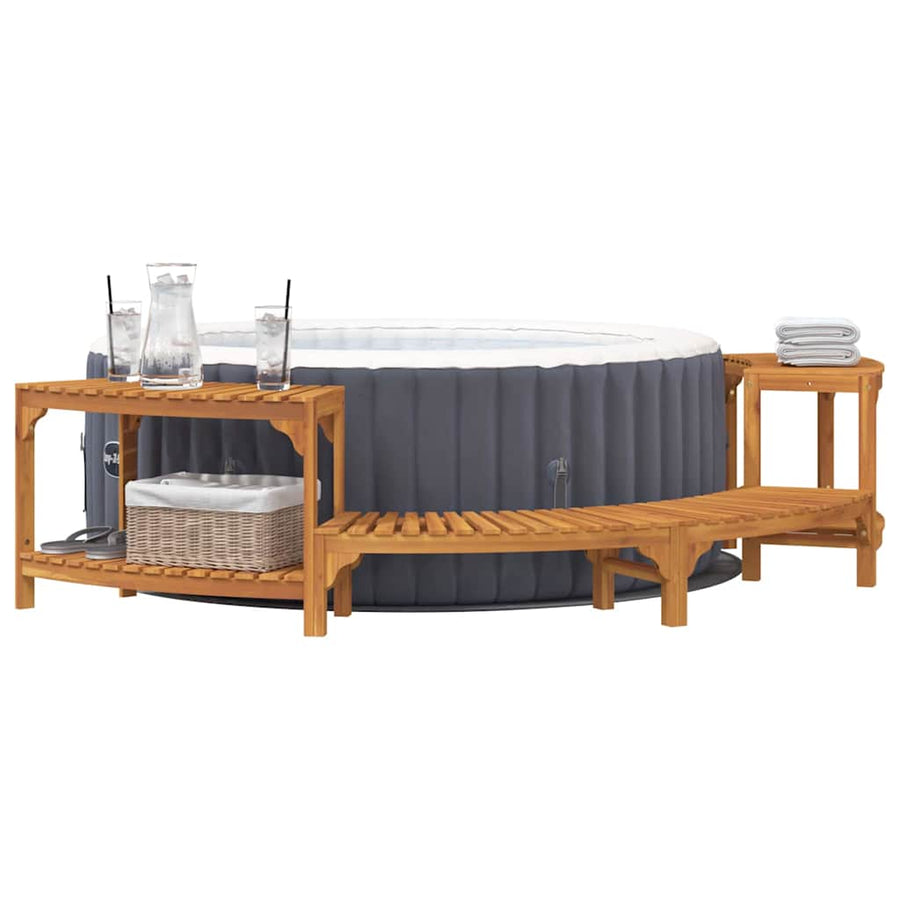 Hot Tub Surround Half-Round Solid Acacia Wood Brown