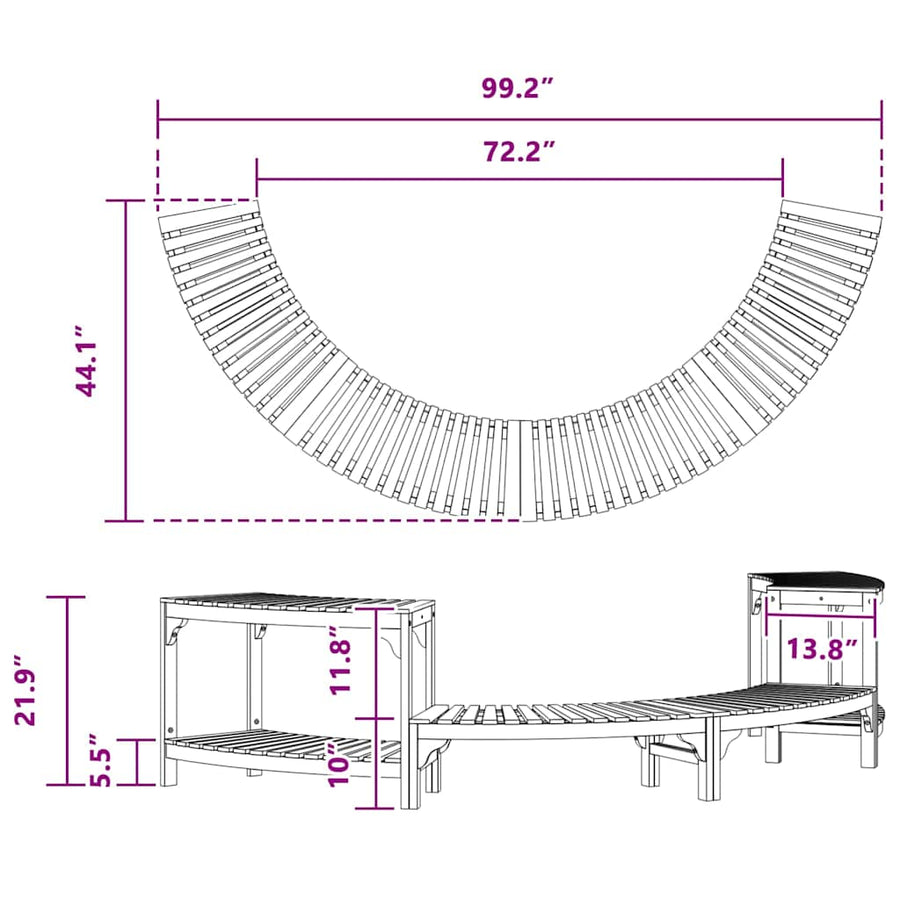 Hot Tub Surround Half-Round Solid Acacia Wood Brown