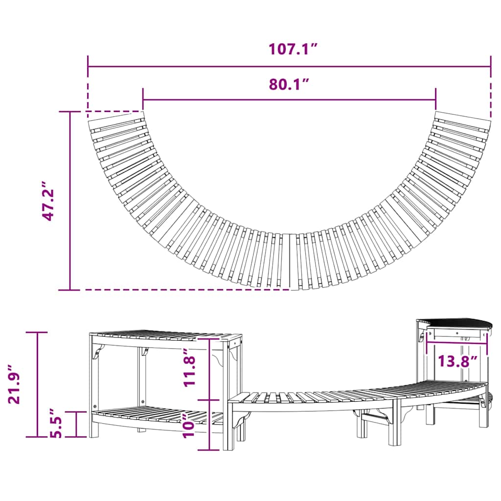 Hot Tub Surround Half-Round Brown 272 x 120 x 55,5 cm