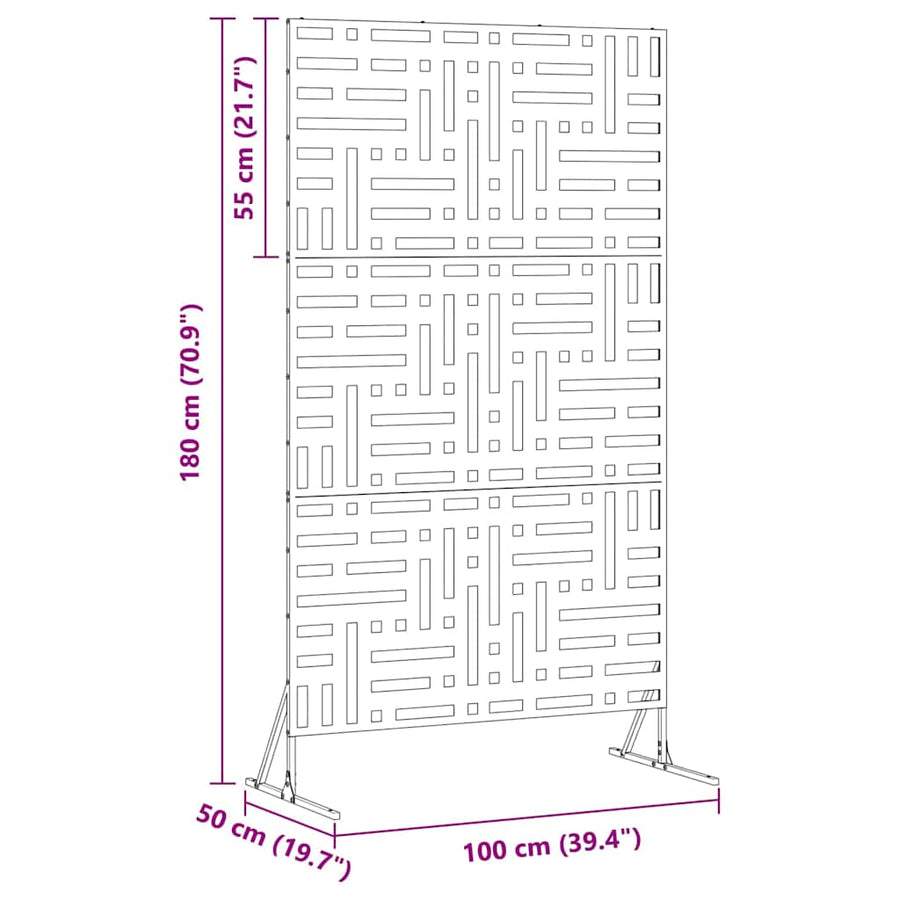 Privacy Screen 100 x 50 x 180 cm Steel Black