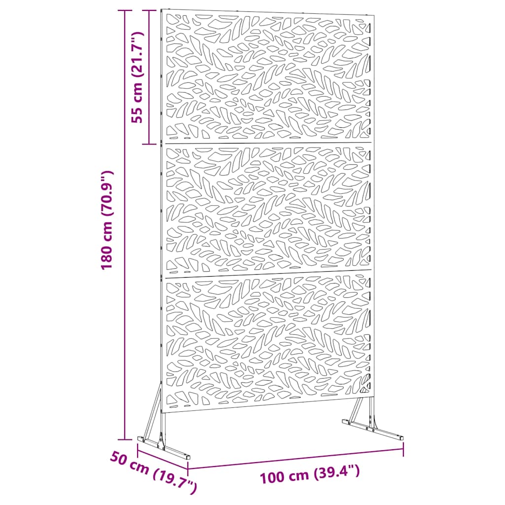 Privacy Screen 100 x 50 x 180 cm Steel White
