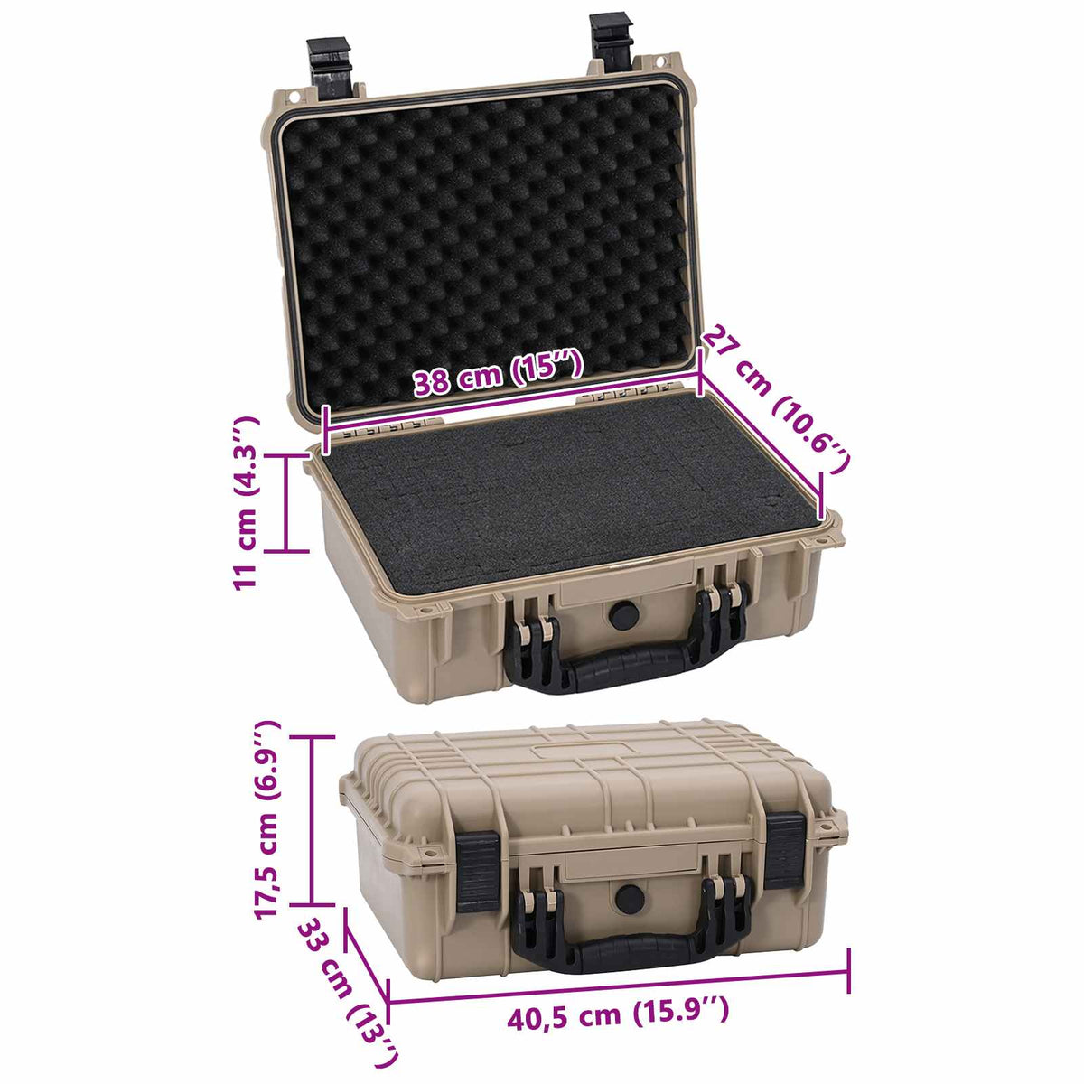 Hard Luggage Case with Storage Sand 40,5 x 33 x 17,5 cm