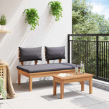 Garden Bench and Table Set 2 pcs Grey and Brown Solid Teak wood - Top-Down View