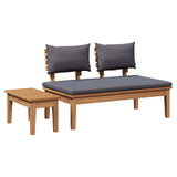 Garden Bench and Table Set 2 pcs Grey and Brown Solid Teak wood - Front View