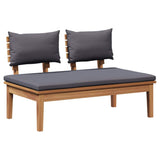 Garden Bench 2 pcs Brown Solid Teak wood - 45-Degree Angle