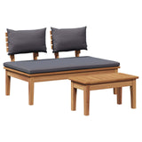 Garden Bench and Table Set 2 pcs Grey and Brown Solid Teak wood - Close-Up Angle