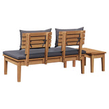 Garden Bench 2 pcs Brown Solid Teak wood - Extra Image