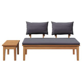 Garden Bench 2 pcs Brown Solid Teak wood - Low Angle