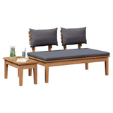 Garden Bench and Table Set 2 pcs Grey and Brown Solid Teak wood - Side View