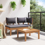 Garden Bench and Table Set 2 pcs Grey and Brown Solid Teak wood