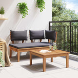 Garden Bench and Table Set 2 pcs Grey and Brown Solid Teak wood - Top-Down View
