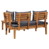 Garden Bench 2 pcs Brown Solid Teak wood - Extra Image