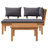 Garden Bench and Table Set 2 pcs Grey and Brown Solid Teak wood - Close-Up Angle