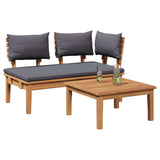 Garden Bench and Table Set 2 pcs Grey and Brown Solid Teak wood - Side View