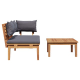 Garden Bench and Table Set 2 pcs Grey and Brown Solid Teak wood - Low Angle