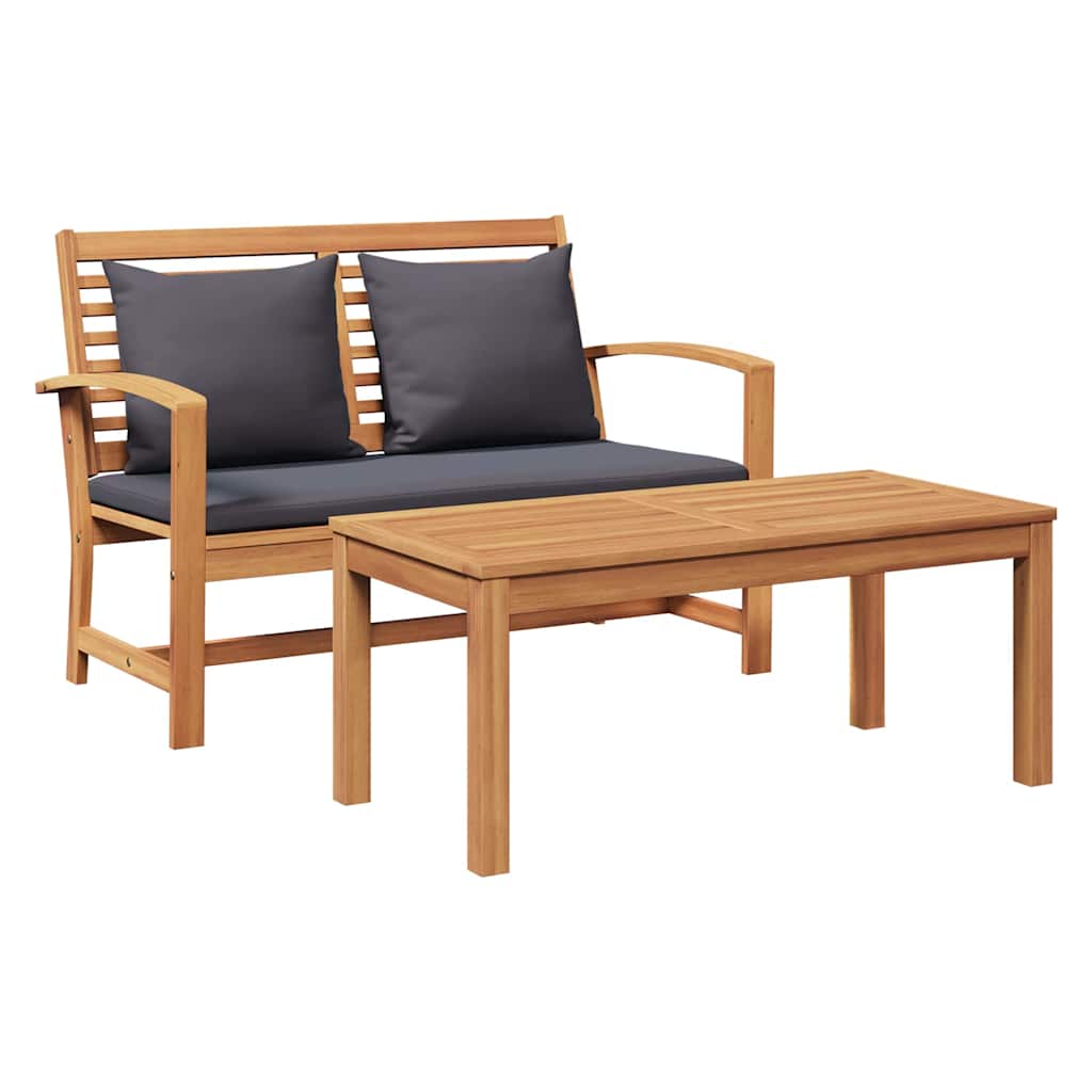 Bench Brown and Dark Grey 110 x 66 x 76 cm Solid Teak Wood