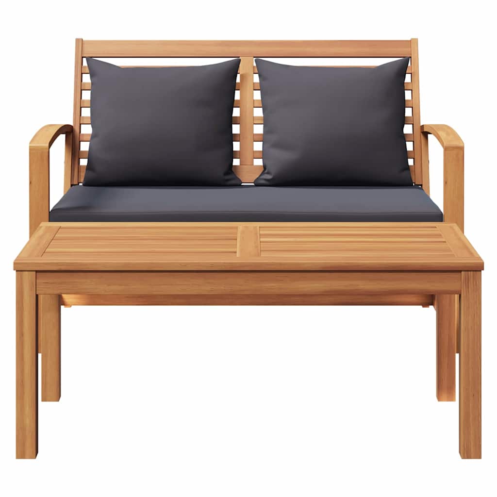 Bench Brown and Dark Grey 110 x 66 x 76 cm Solid Teak Wood