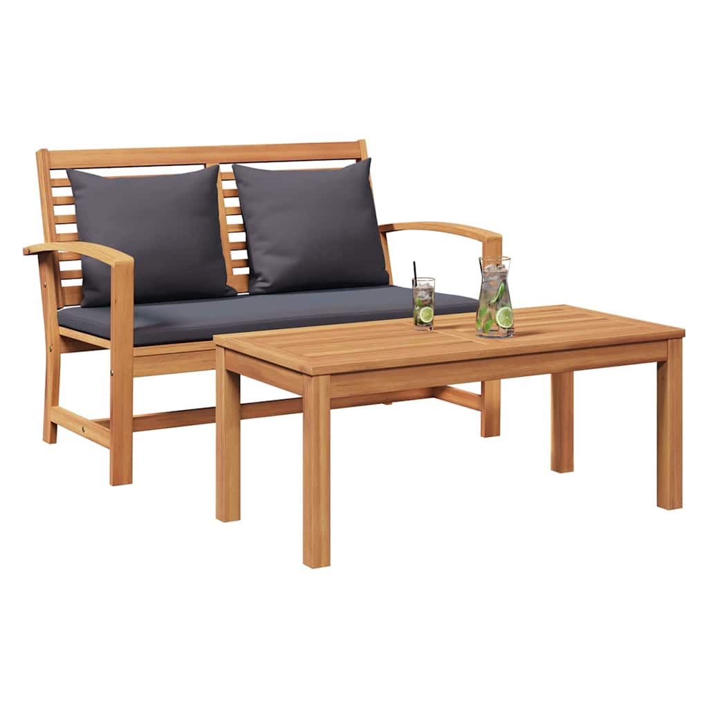 Bench Brown and Dark Grey 110 x 66 x 76 cm Solid Teak Wood