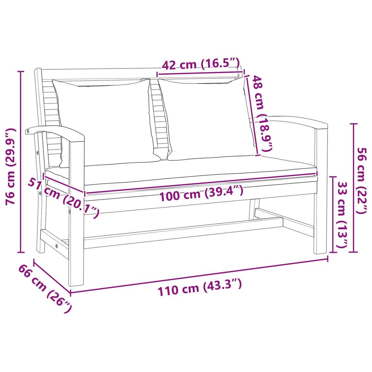 Bench Brown and Dark Grey 110 x 66 x 76 cm Solid Teak Wood