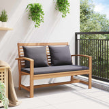 Garden Bench and Table Set with Cushion 2 Piece Solid Teak Wood - Side View