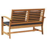 Garden Bench and Table Set with Cushion 2 Piece Solid Teak Wood - Rear View