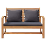 Garden Bench and Table Set with Cushion 2 Piece Solid Teak Wood