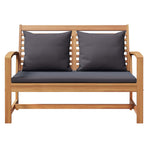 Garden Bench and Table Set with Cushion 2 Piece Solid Teak Wood