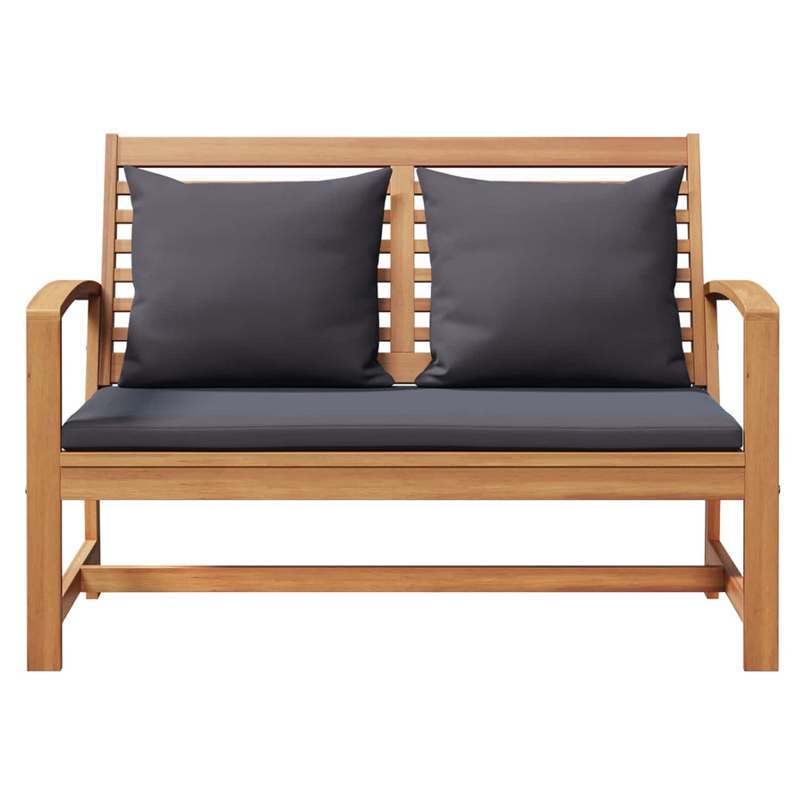 Garden Bench and Table Set with Cushion 2 Piece Solid Teak Wood