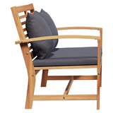 Garden Bench and Table Set with Cushion 2 Piece Solid Teak Wood - 45-Degree Angle