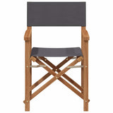 Dining Chair Folding Grey 56 x 54 x 87 cm Solid Teak Wood - Front View
