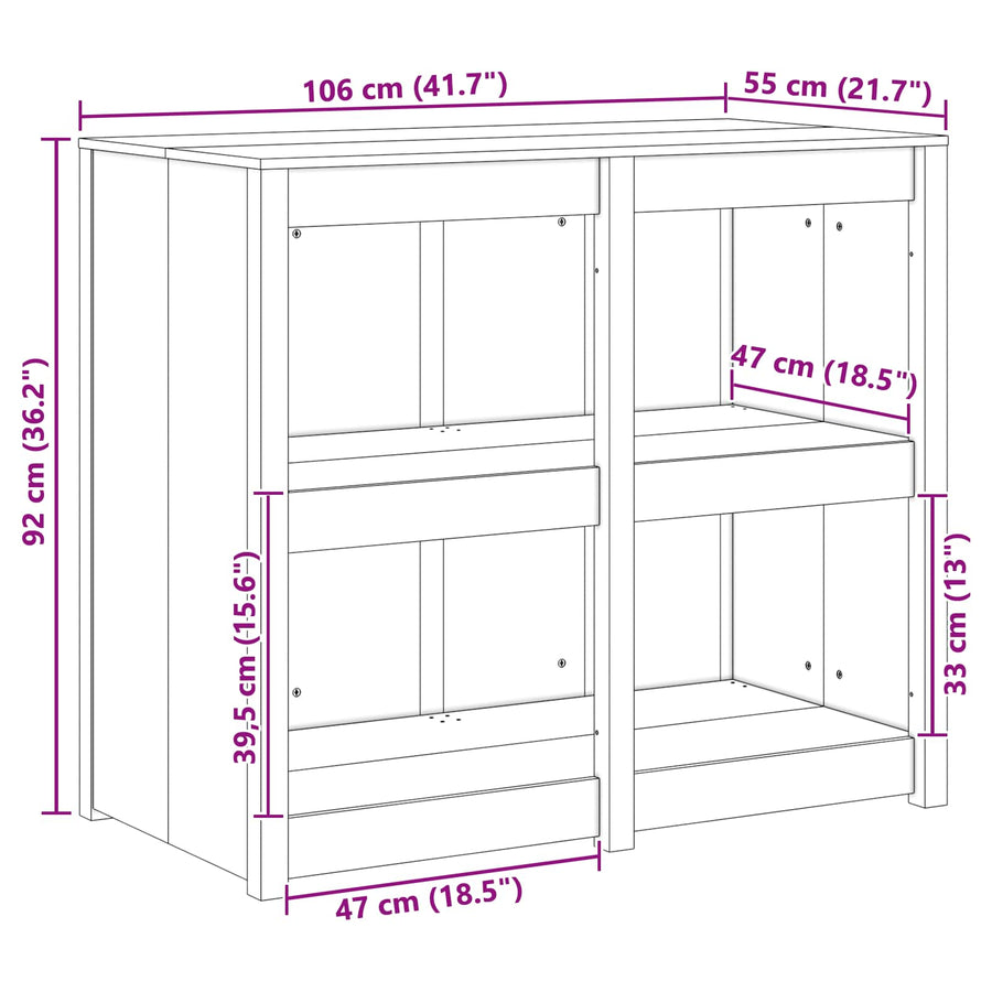 Kitchen Cabinet MEPPEL Untreated Pinewood 106 x 55 x 92 cm