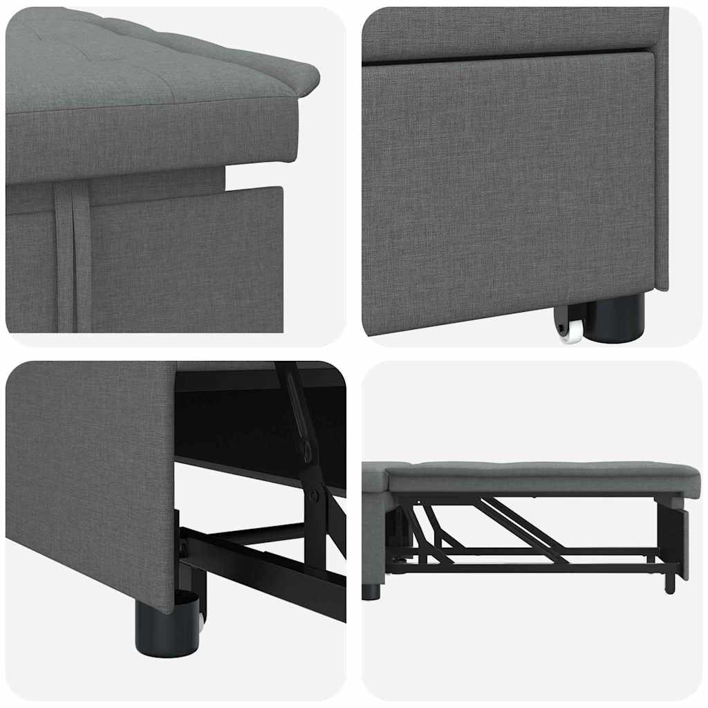 Sofa Bed Dark grey 194 x 67 x 37 cm Fabric