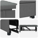 Pull Out Sofa Bed Dark Grey 194 x 50 x 82 cm Fabric