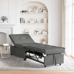 Pull Out Sofa Bed Dark Grey 194 x 50 x 82 cm Fabric