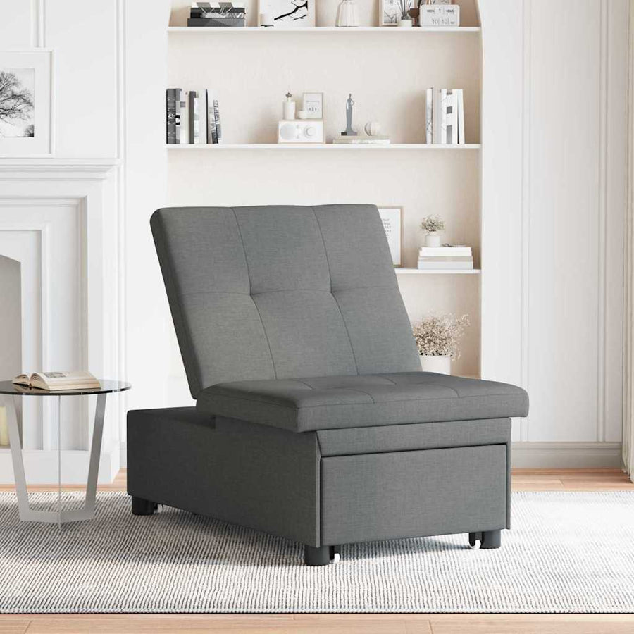 Pull Out Sofa Bed Dark Grey 194 x 50 x 82 cm Fabric