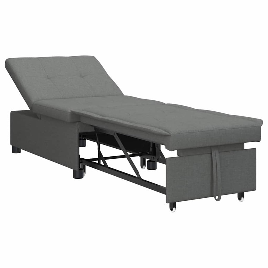 Pull Out Sofa Bed Dark Grey 194 x 50 x 82 cm Fabric