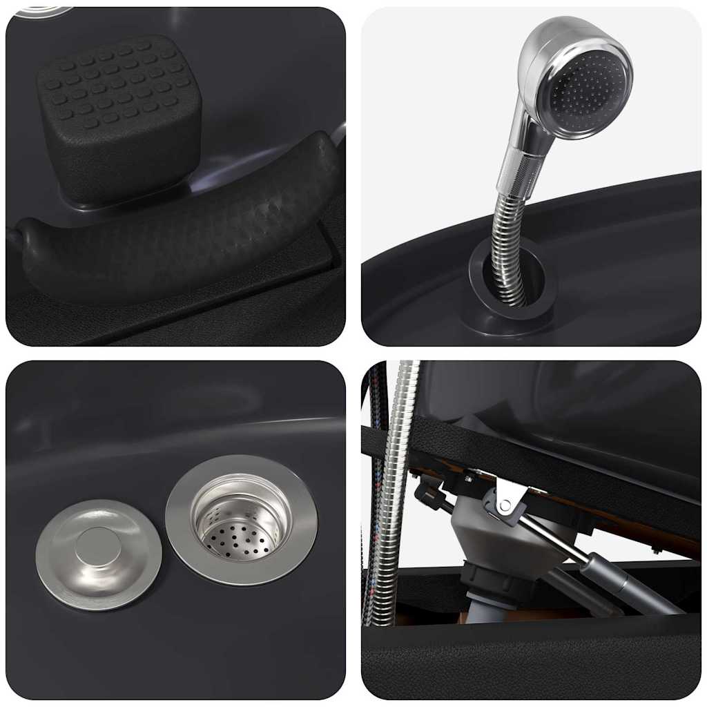 Shampoo Chair Height Adjustable Black 136 x 60 x 92 cm PVC