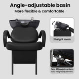 Shampoo Chair Height Adjustable Black 136 x 60 x 92 cm PVC