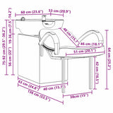 Shampoo Chair Height Adjustable Black 136 x 60 x 92 cm PVC - Extra Image