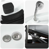 Shampoo Chair Manual Black and White 136 x 60 x 92 cm PVC - Close-Up Angle